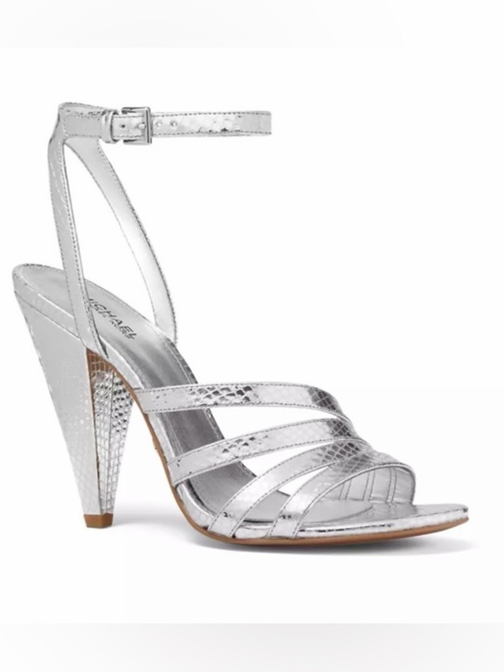 Michael Kors Metallic Silver Strappy Heel Sandals - Like New - size 7